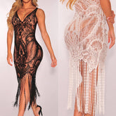 Bandage Bodycon Hollow Out Lace Crochet Cover Up - Sheseelady
